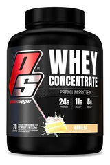 Pro Supps Whey Concentrate vanilla protein powder with 24g protein per serving for muscle growth and recovery.