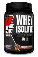 Pro Supps Whey Isolate protein powder in chocolate ice cream flavor, containing 25g protein and 5g BCAA.