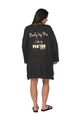 Back view of Pro Tan Tan and Chill shirt, featuring 'Body by Me' design in black, ideal for post-sun wear.
