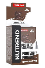 NUTREND Protein Pudding packaging featuring chocolate flavor with 68% protein, ideal for muscle maintenance.