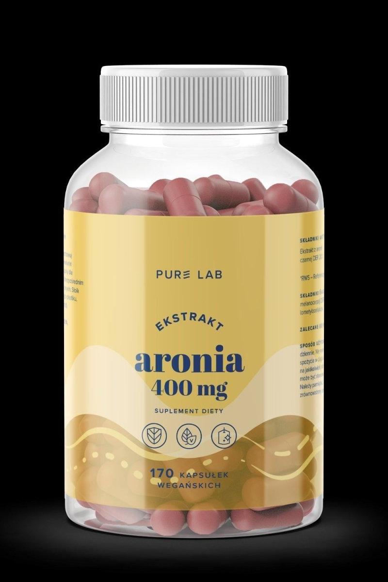 Pure Lab Black Chokeberry Extract 400 mg bottle with 170 capsules, vegan dietary supplement.