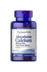 Puritan's Pride Absorbable Calcium 600mg plus Magnesium 300mg softgels for bone health support
