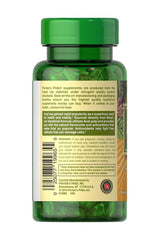 Puritan's Pride Acai 1000 mg softgels bottle with antioxidant benefits and health support details on label.