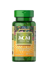Puritan's Pride Acai 1000 mg dietary supplement with natural antioxidants in green bottle, 60 softgels.