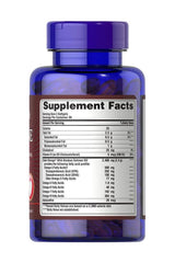 Label of Puritan's Pride Omega 3, 5, 6, 7 & 9 softgels showing supplement facts and serving information.