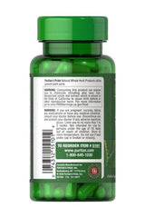 Puritan's Pride Aloe Vera 470 mg supplement bottle with green capsules, promotes healthy digestion and overall well-being.