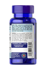 Back view of Puritan's Pride Biotin 5000 mcg bottle showing supplement details and warnings.