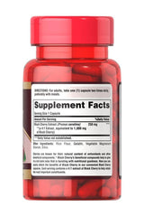 Puritan's Pride Black Cherry Extract bottle with supplement facts label, 1000 mg, 100 capsules.