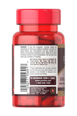 Puritan's Pride Black Cherry Extract 1000 mg capsules bottle with warning label and dosage information.