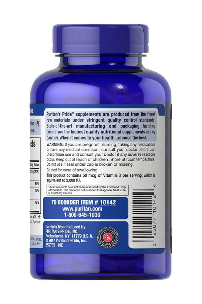 Puritan's Pride Bone Care 120 Caplets bottle back view with nutritional information and manufacturing details. Puritan's Pride Bone Care 120 Caplets bottle back view with nutritional information and manufacturing details.