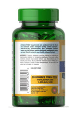 Puritan's Pride Borage Oil 1000 mg softgels bottle back view with nutritional information and contact details.