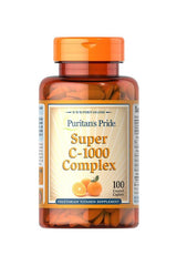 Puritan's Pride Super C-1000 Complex, 100 caplets, vegetarian vitamin supplement for immune support and antioxidants.