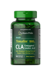 Puritan's Pride CLA 1000 mg Tonalin softgels, dietary supplement for body shaping and dieting goals.