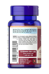Puritan's Pride Cranberry Fruit Concentrate softgel bottle back label with ingredient details and health warnings.