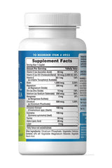 Supplement facts label of Puritan's Pride Diabetic Support Formula caplets highlighting key nutrients and ingredients.