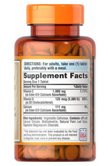 Puritan's Pride Ester-C Plus D3 60 Tablets bottle with supplement facts and dosage directions.