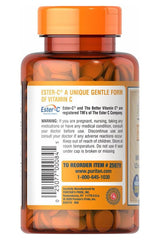 Puritan's Pride Ester-C Plus D3 60 tablets bottle showcasing vitamin C benefits for immune support.