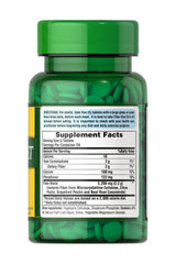 Puritan's Pride Fiber Diet tablets bottle with supplement facts and dosage instructions for natural fiber intake.