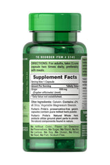 Puritan's Pride Ginger Root 550 mg capsules, supplement facts for natural digestive support, 100 count bottle.