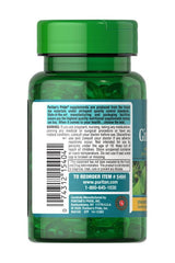 Puritan's Pride Ginkgo Biloba Standardized Extract 60 mg softgels in green bottle with detailed label on the back.