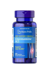 Puritan's Pride Glucosamine HCl 60 capsules bottle for joint health support and mobility.