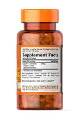 Puritan's Pride Healthy Eyes Lutein Extra Softgels supplement facts panel showing ingredients and directions.