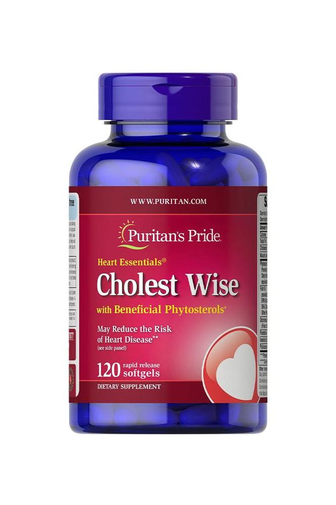 Puritan's Pride Cholest Wise softgels for heart health, may reduce heart disease risk, 120 count.
