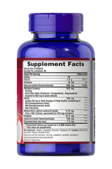 Supplement facts label for Puritan's Pride Heart Essentials Cholest Wise, 120 softgels, highlighting ingredients and benefits.
