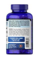 Puritan's Pride L-Arginine 1000 mg supplement bottle with warning label and contact info on back.