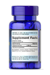 Puritan's Pride L-Glutamine 500 mg supplement bottle with dosage instructions and facts