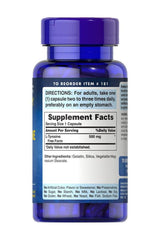 Puritan's Pride - L-Tyrosine 500 MG supplement bottle with dosage instructions and facts.