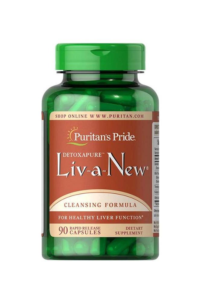 Puritan's Pride Liv-A-New® 90 capsules bottle for liver support and detoxification