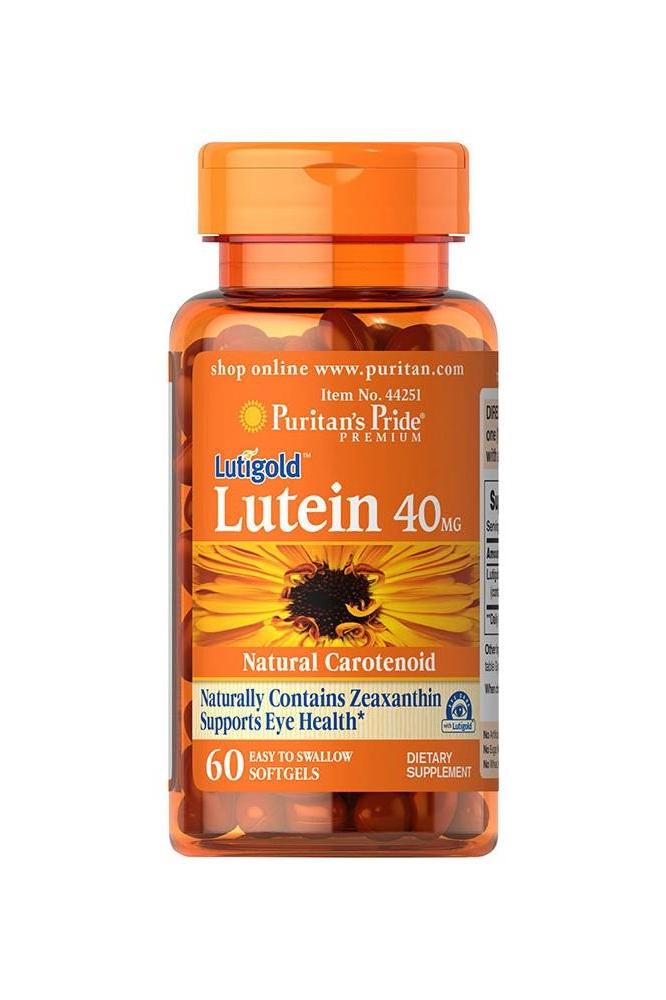 Puritan's Pride Lutein 40 mg with Zeaxanthin softgels for eye health support and antioxidants