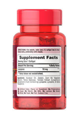 Puritan's Pride Lycopene 10 mg supplement bottle showcasing supplement facts and directions for use.