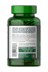 Puritan's Pride Myo-Leptin CLA 1000 mg softgel bottle with label information on the back, 90 count.