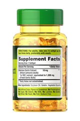 Puritan's Pride Odorless Garlic 1000 MG softgels bottle with supplement facts and transparent capsules.