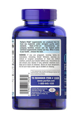 Puritan's Pride Omega-3 Fish Oil 1200MG back label showing ingredients and usage instructions, 100 softgels bottle.