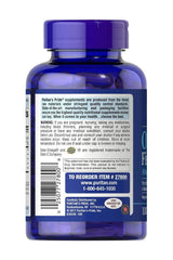 Puritan's Pride Omega-3 Fish Oil supplement bottle, 100 softgels, focusing on product benefits and quality assurances.