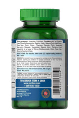 Puritan's Pride One Multivitamins 180 caplets, green bottle back view with supplement ingredients and directions.