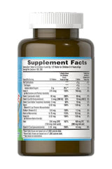 Supplement facts for Puritan's Pride Pre-Vites Children's Multivitamins in a brown bottle.