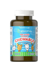 Puritan's Pride Pre-Vites Children's Multivitamin chewable supplement bottle with orange flavor.