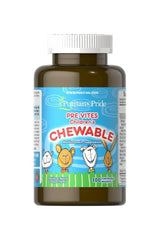 Puritan's Pride Pre-Vites Children's Multivitamin chewable supplement bottle with orange flavor.