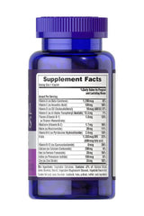 Puritan's Pride prenatal vitamins supplement facts label showing key nutrients and dosage information.