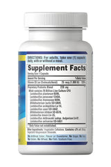Puritan's Pride Probiotic 10 supplement facts showing ingredients and health benefits in a clear label format.