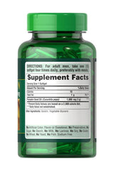 Puritan's Pride Pumpkin Seed Oil softgel bottle with supplement facts and dosage instructions.