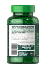 Puritan's Pride Pumpkin Seed Oil 1000 mg softgel bottle, back view with product details and reorder information.