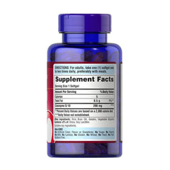 Puritan's Pride Q-Sorb Co Q-10 200 mg supplement bottle with nutrition facts panel and serving directions.