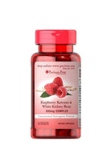 Puritan's Pride Raspberry Ketones and White Kidney Bean 600mg Complex, 60 capsules bottle, dietary supplement.
