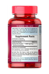 Puritan's Pride Red Yeast Rice 600 mg supplement bottle with dosage instructions and facts.