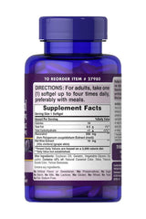 Puritan's Pride Resveratrol supplement bottle showing directions and nutritional facts.